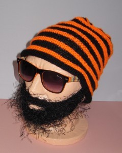 Knitted Beanie with Beard Pattern Images