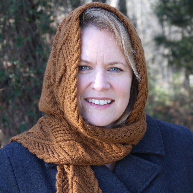 Lace and Cable Hooded Scarf Knitting Pattern