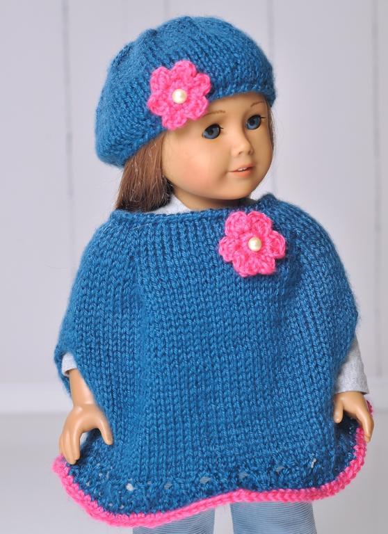 American Girl Doll Poncho and Beret Knit Pattern