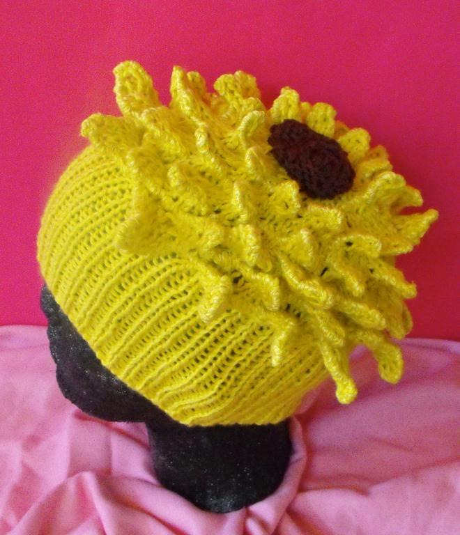 Sunflower Beanie Hat Knitting Pattern